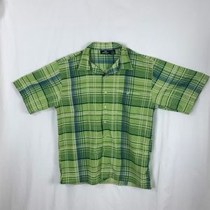 City Impact Shirt L Green Plaid Polyester 46 in Chest Short Sleeves Halloween